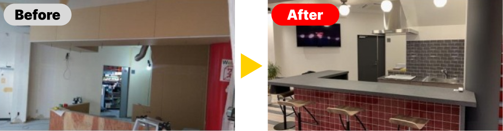 カウンター工事 タイル工事 軸組